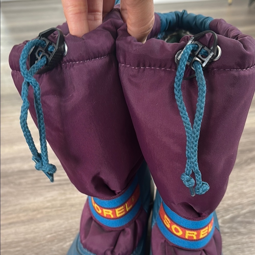 Sorel Kids Teal & Purple Winter Boots 6 Canadian original Waterproof RETRO - Picture 6 of 8